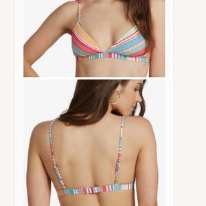 Roxy Mexi Stripe Bikini top Large NWT